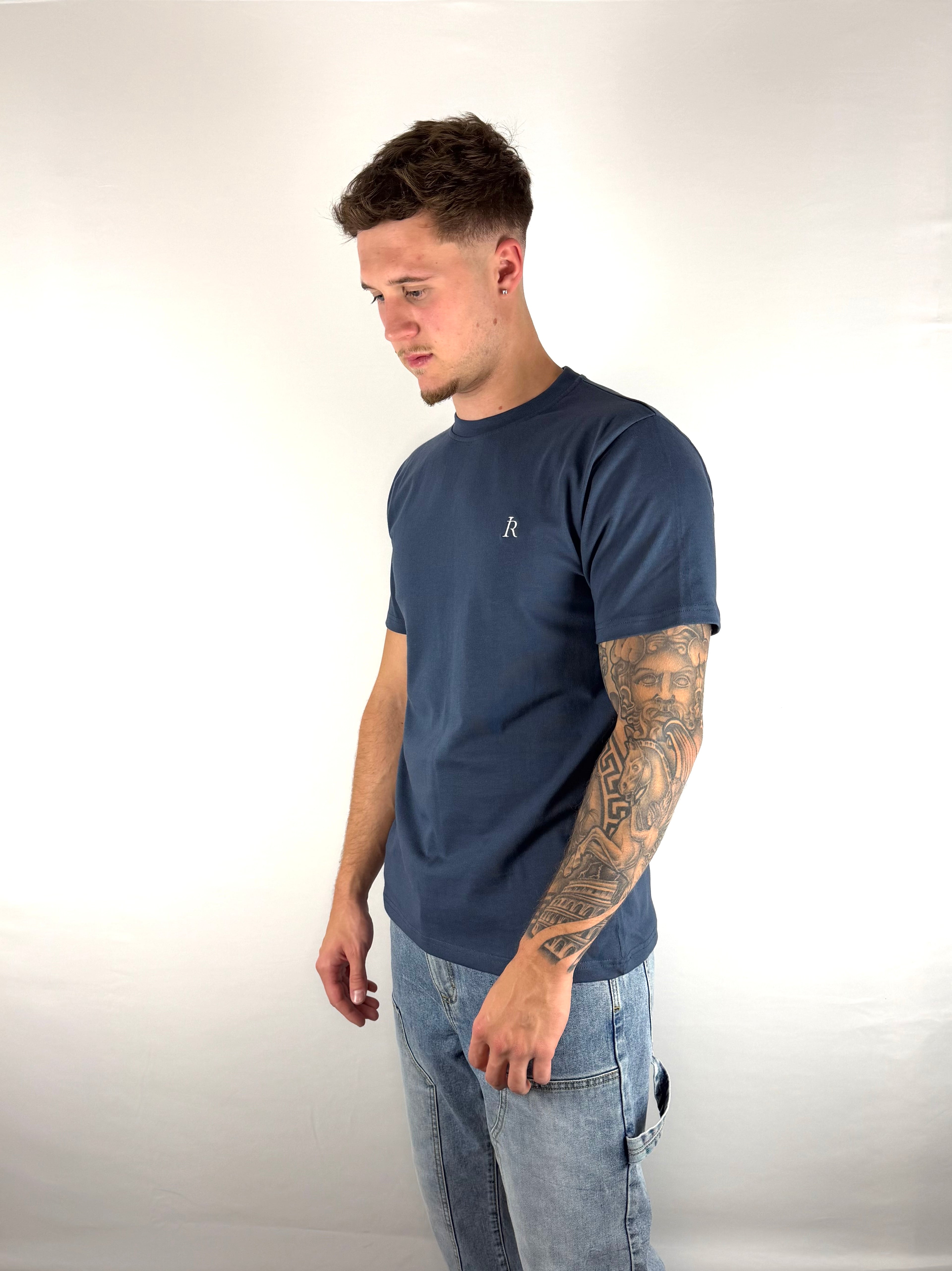 Navy Blue Embroidered T-Shirt