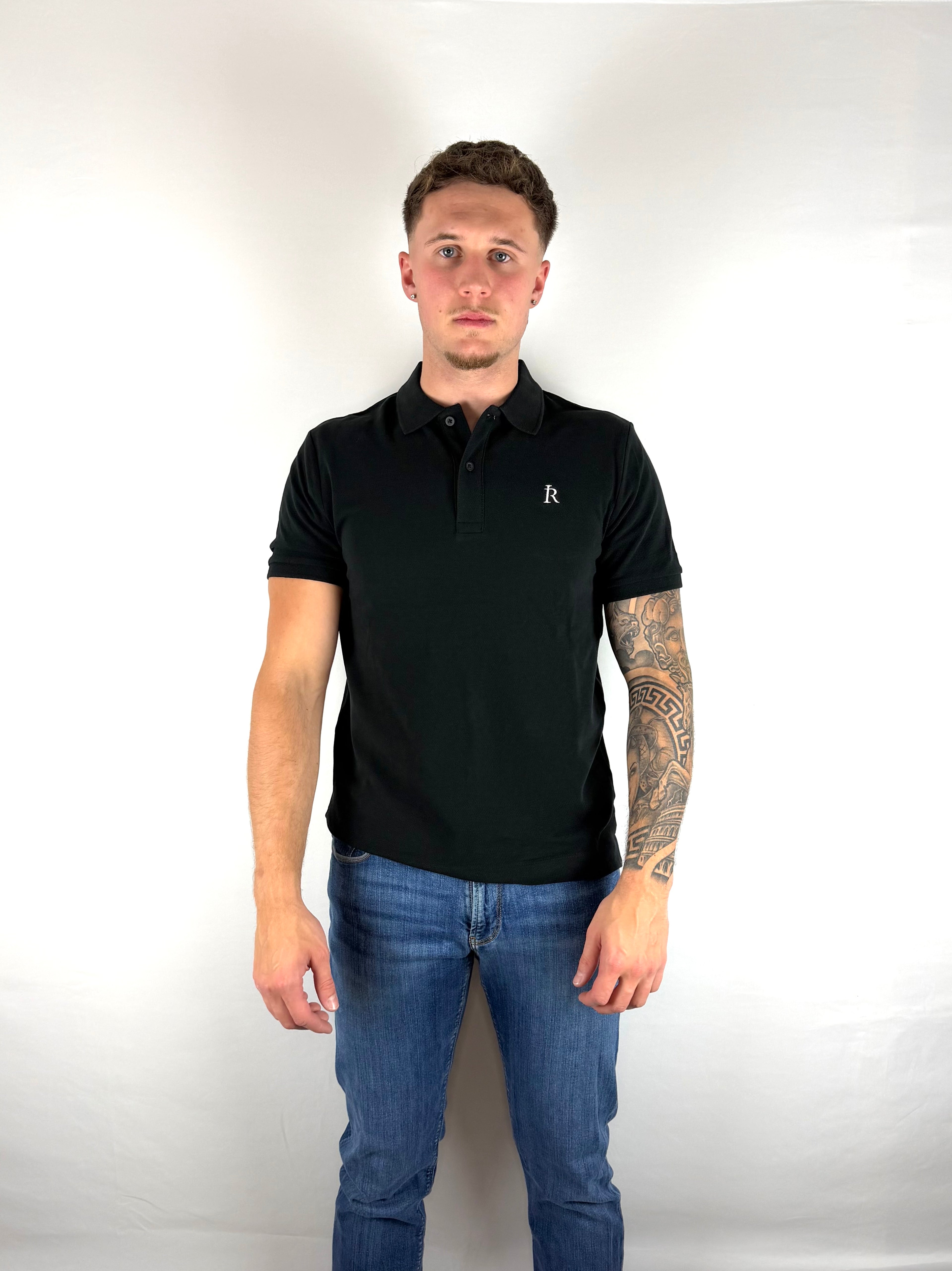 Black Embroidered Polo