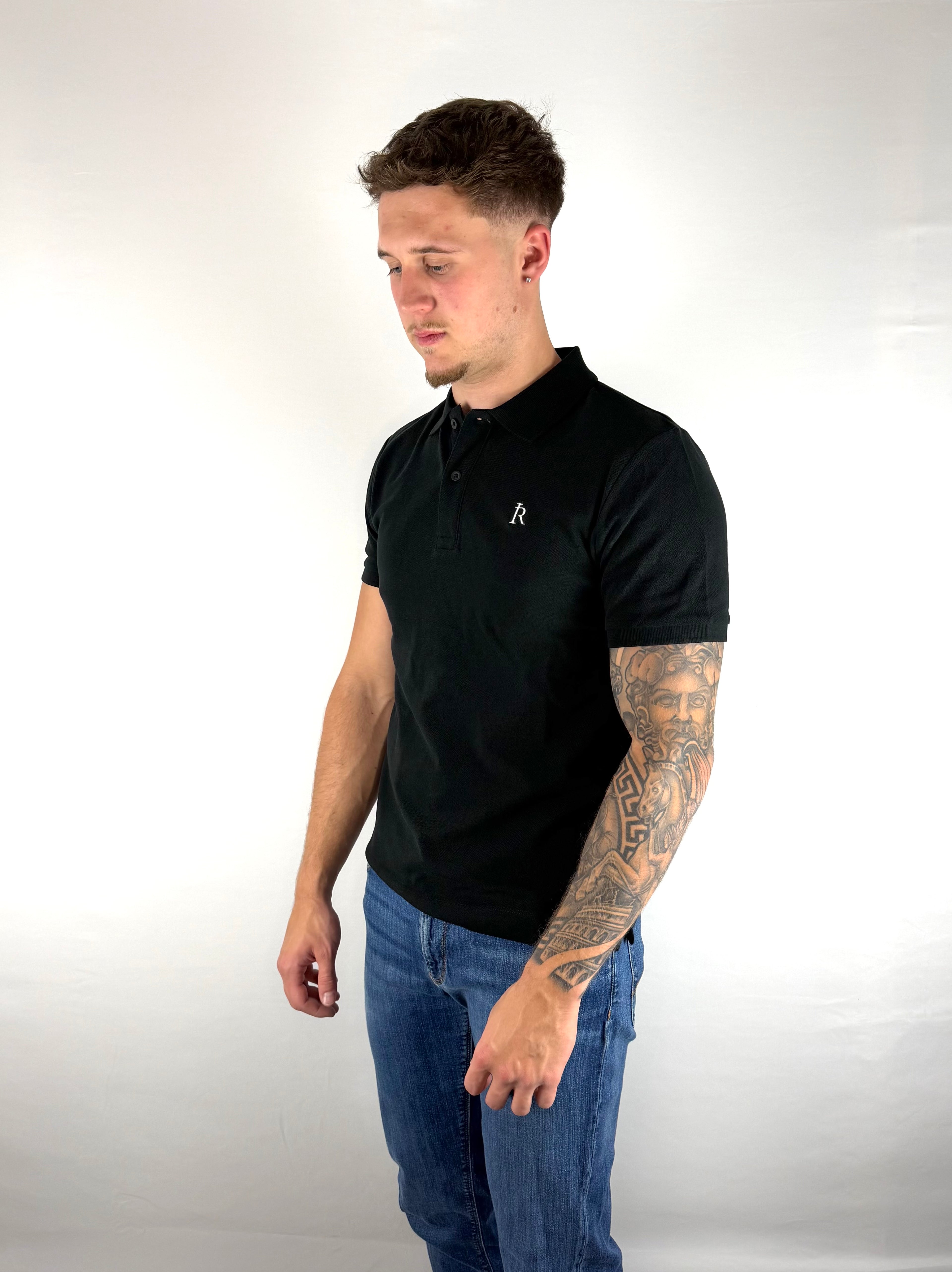 Black Embroidered Polo