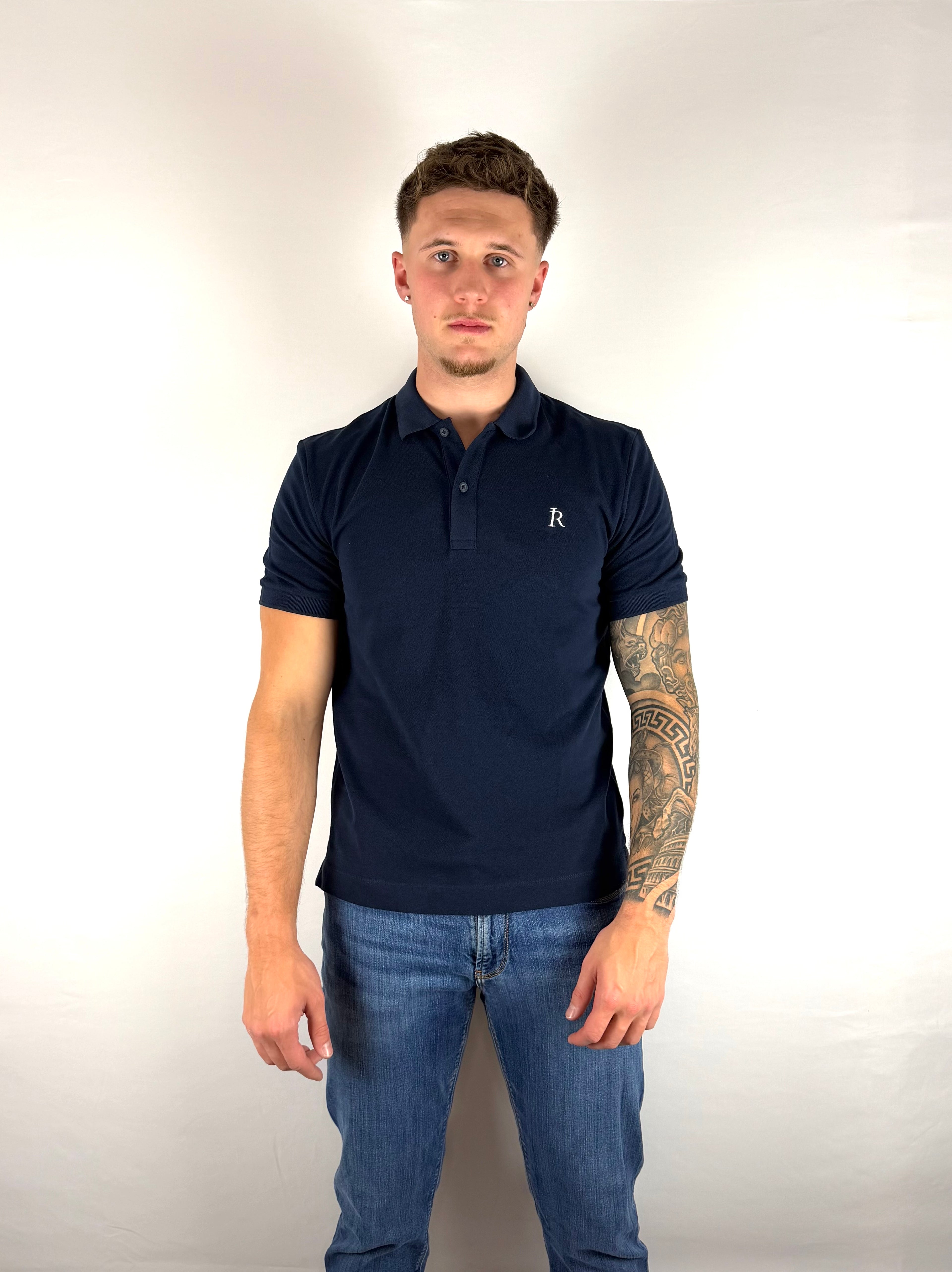 French Navy Embroidered Polo