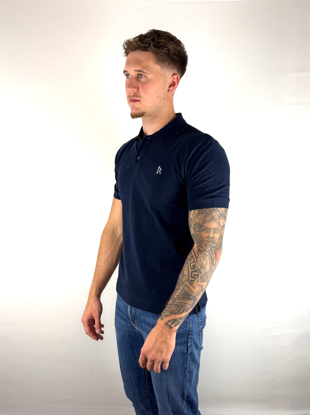 French Navy Embroidered Polo