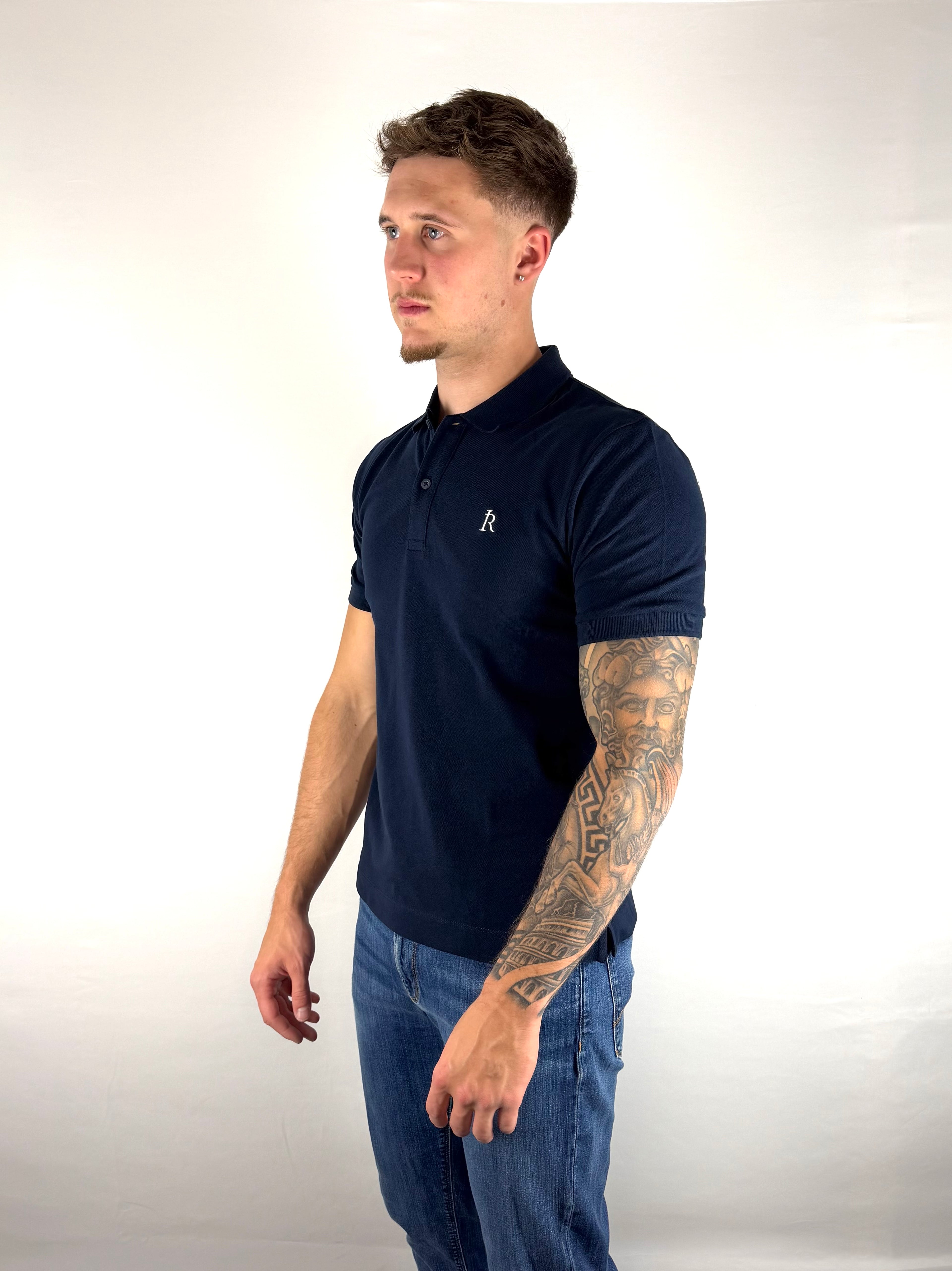 French Navy Embroidered Polo