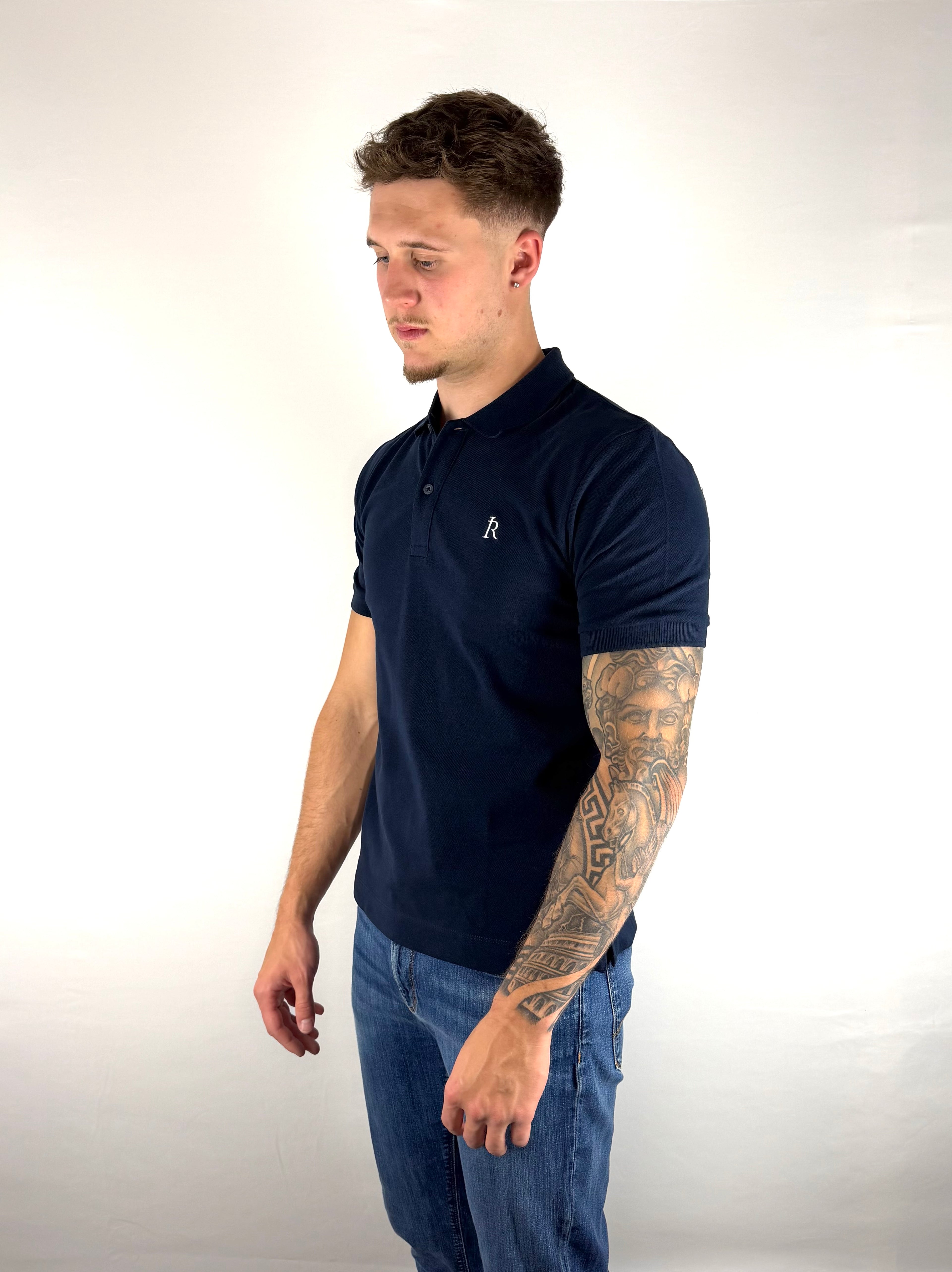 French Navy Embroidered Polo