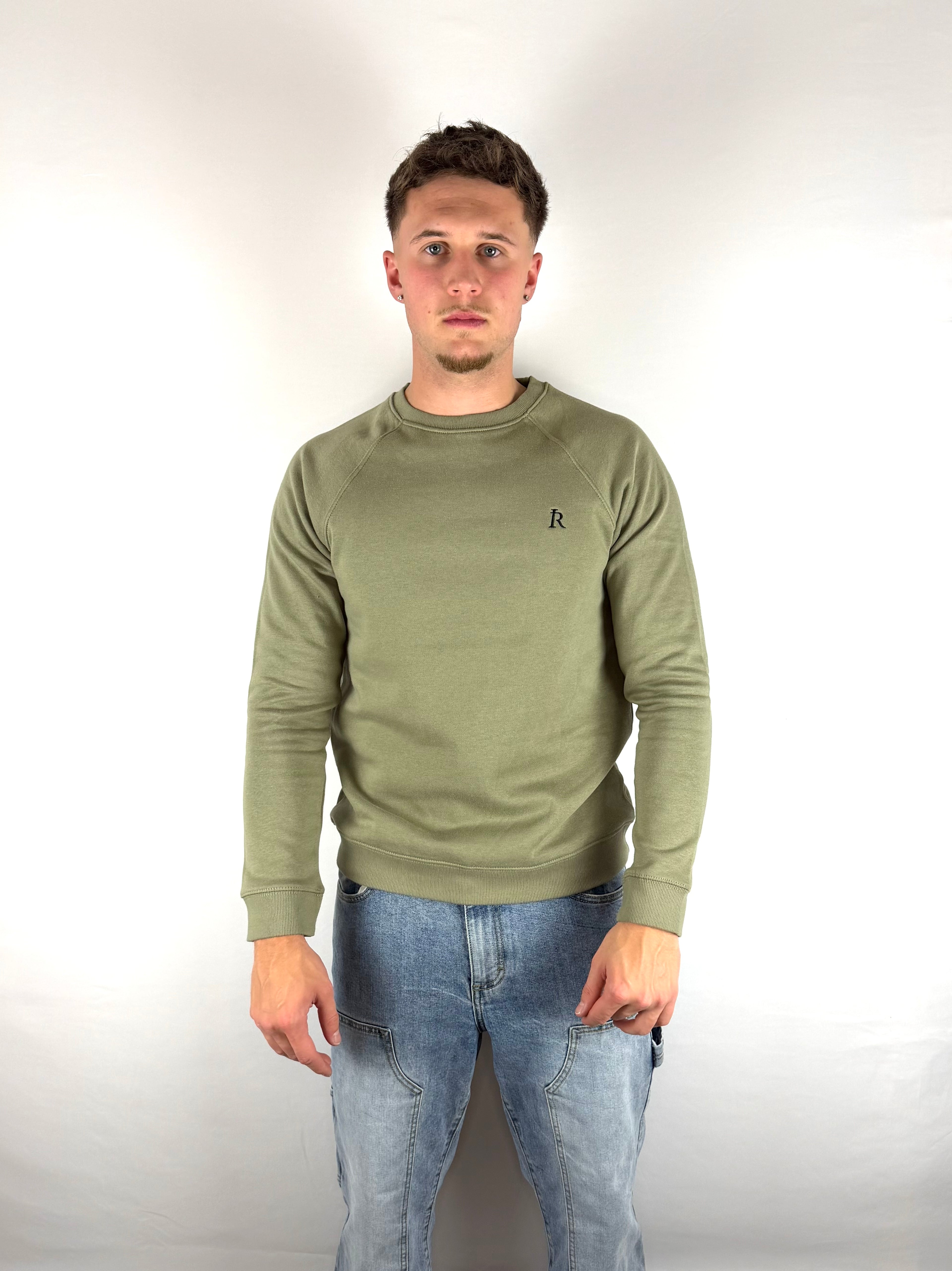 Khaki Embroidered Sweater