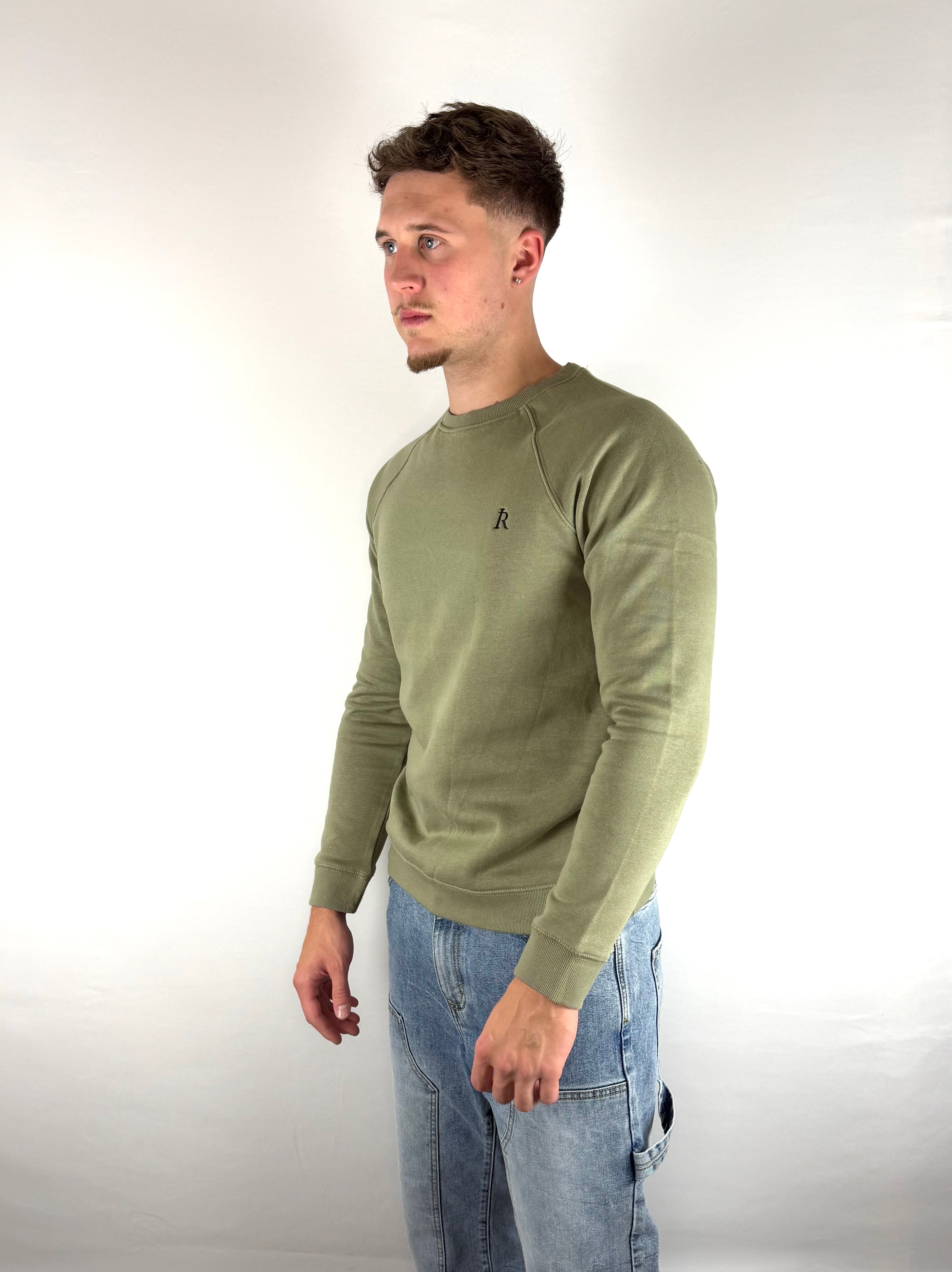 Khaki Embroidered Sweater