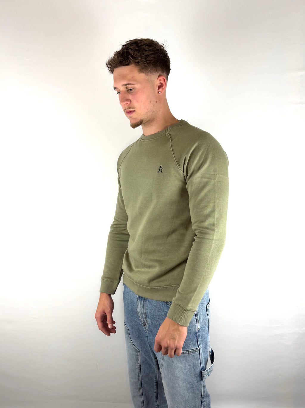 Khaki Embroidered Sweater